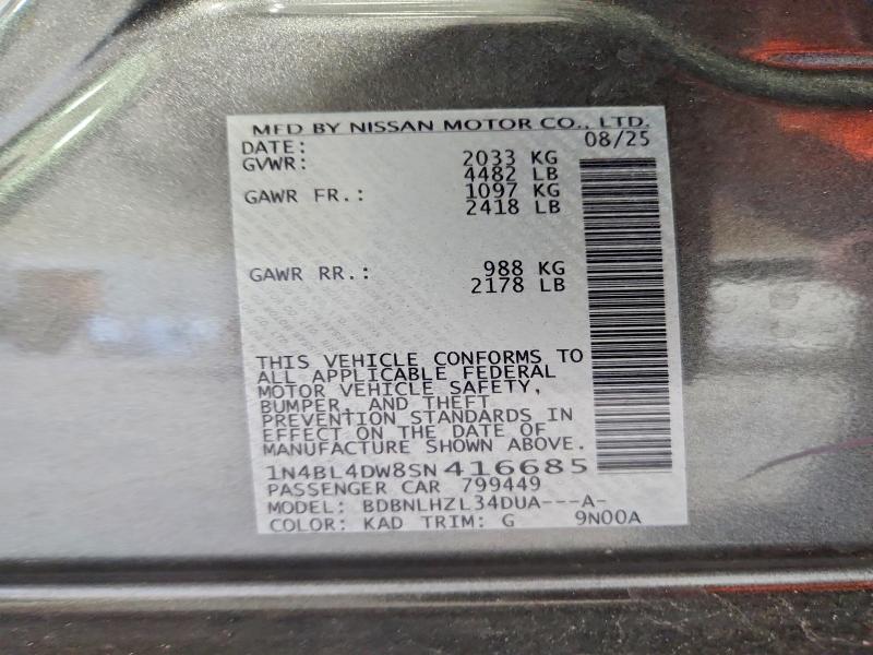 Aukcja sprzedaży 2025 Nissan Altima, vin: 1N4BL4DW8SN416685, numer aukcji: 71833116
