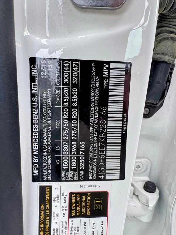 Продажа на аукционе авто 2019 Mercedes-benz Gls, vin: 4JGDF6EE7KB228166, номер лота: 71617216