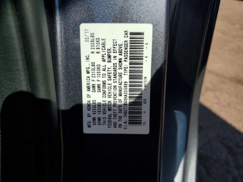 71929546 :رقم المزاد ، 1HGCT1B8XHA005999 vin ، 2017 Honda Accord مزاد بيع