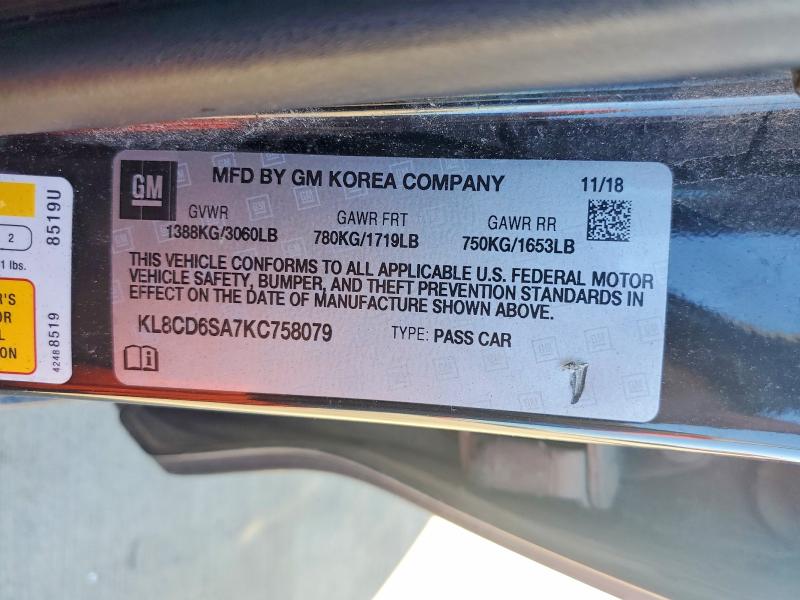 71042516 :رقم المزاد ، KL8CD6SA7KC758079 vin ، 2019 Chevrolet Spark مزاد بيع