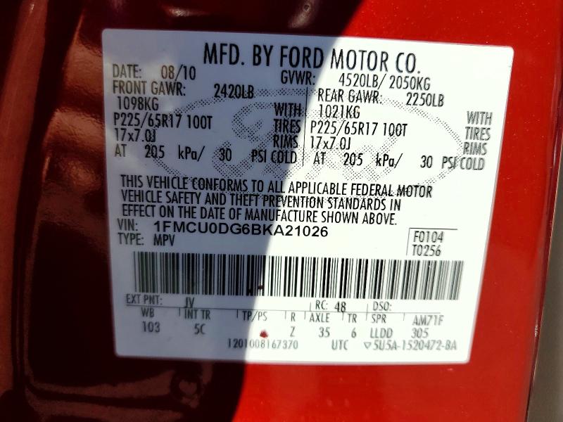 Продаж на аукціоні авто 2011 Ford Escape, vin: 1FMCU0DG6BKA21026, номер лоту: 72132806