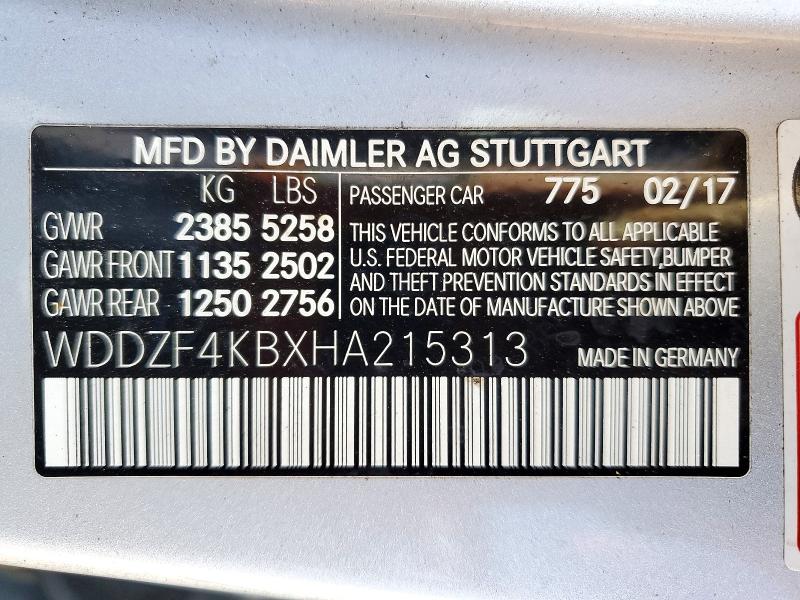 Продажа на аукционе авто 2017 Mercedes-benz E, vin: WDDZF4KBXHA215313, номер лота: 72386696