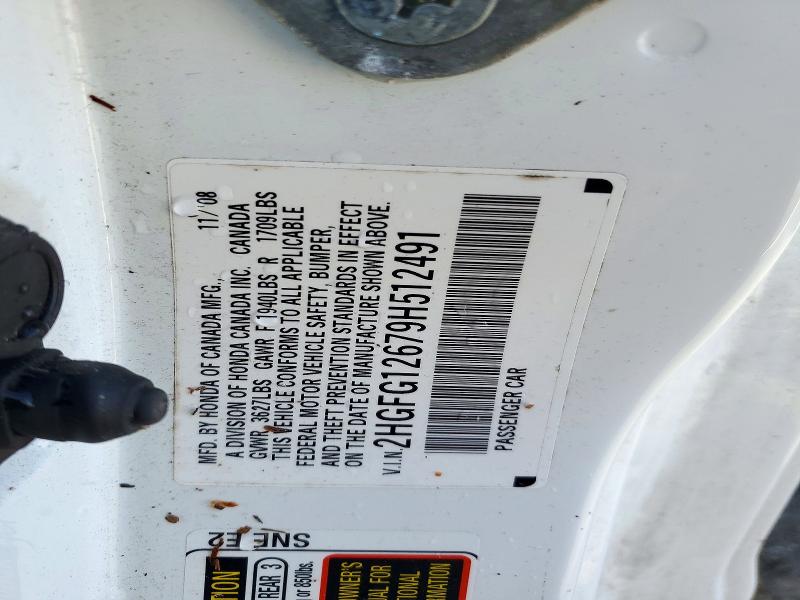 71312096 :رقم المزاد ، 2HGFG12679H512491 vin ، 2009 Honda Civic مزاد بيع