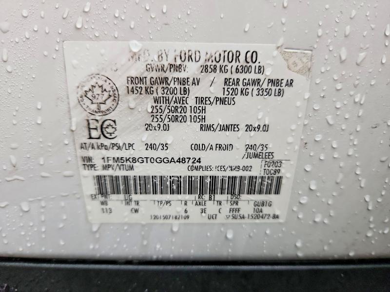 Aukcja sprzedaży 2016 Ford Explorer, vin: 1FM5K8GT0GGA48724, numer aukcji: 70895876