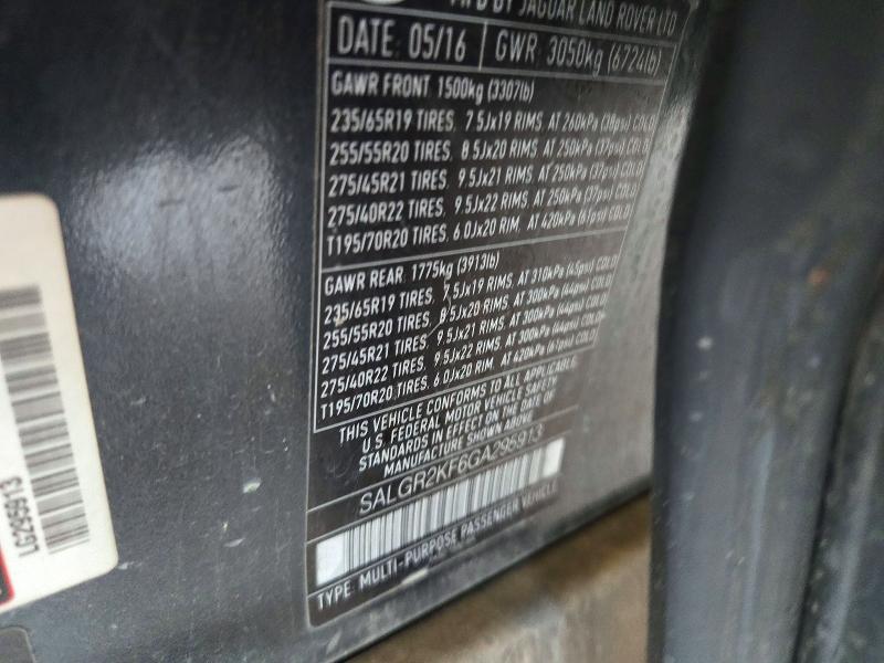 Aukcja sprzedaży 2016 Land Rover Range Rover, vin: SALGR2KF6GA295913, numer aukcji: 71321646