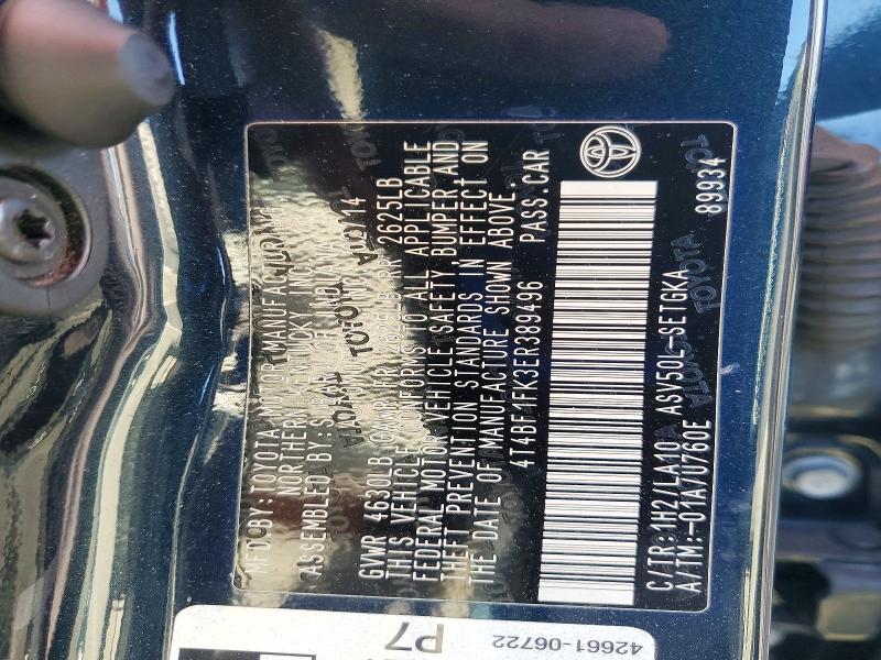 72723296 :رقم المزاد ، 4T4BF1FK3ER389496 vin ، 2014 Toyota Camry مزاد بيع