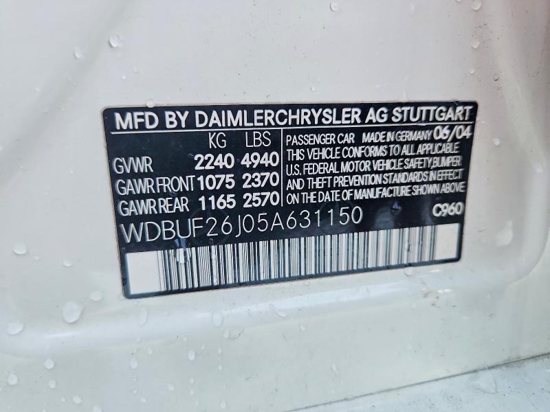 Продаж на аукціоні авто 2005 Mercedes-benz E, vin: WDBUF26J05A631150, номер лоту: 71087486