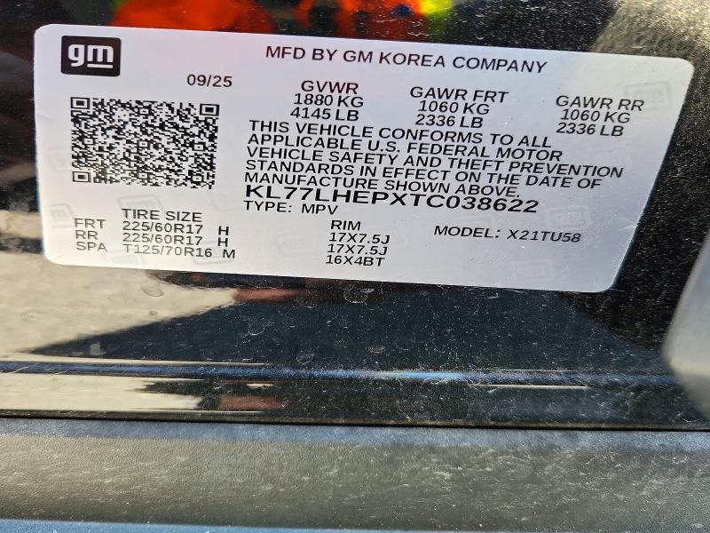Aukcja sprzedaży 2026 Chevrolet Trax, vin: KL77LHEPXTC038622, numer aukcji: 72026066