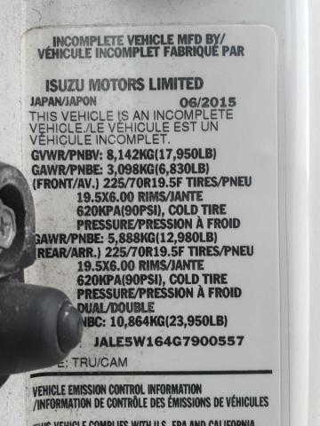72256976 :رقم المزاد ، JALE5W164G7900557 vin ، 2016 Isuzu Nqr مزاد بيع