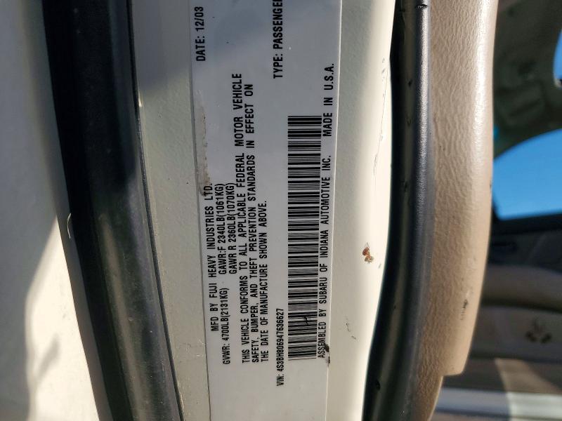 70236256 :رقم المزاد ، 4S3BH806947636627 vin ، 2004 Subaru Legacy مزاد بيع