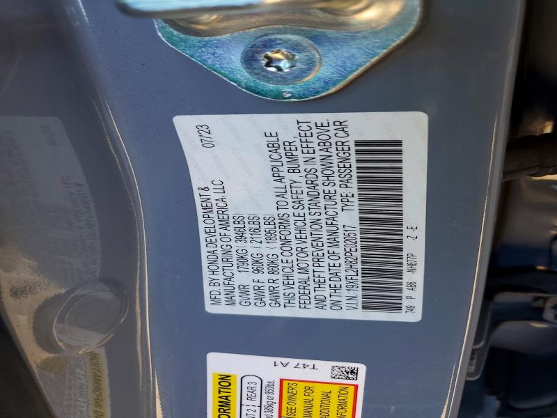 71206726 :رقم المزاد ، 19XFL2H82PE020517 vin ، 2023 Honda Civic مزاد بيع