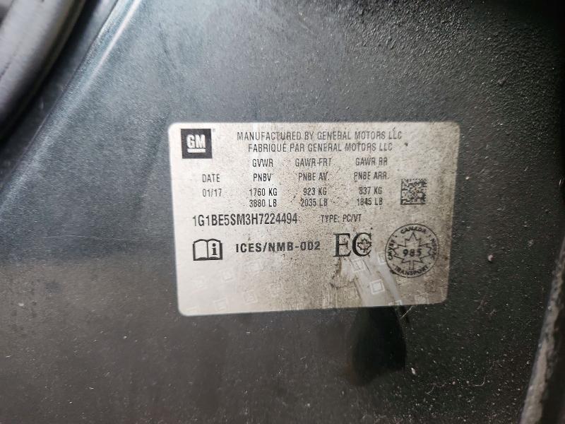 70686266 :رقم المزاد ، 1G1BE5SM3H7224494 vin ، 2017 Chevrolet Cruze مزاد بيع