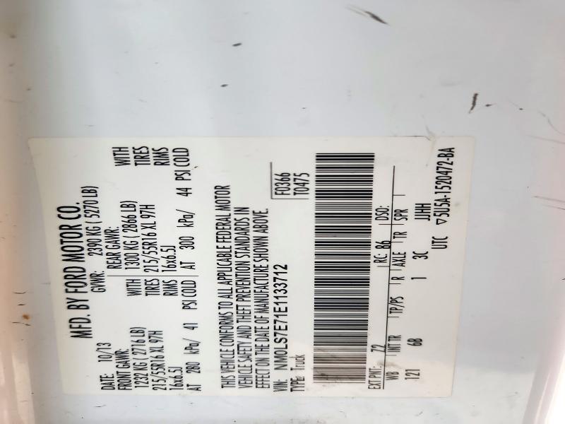72544396 :رقم المزاد ، NM0LS7E71E1133712 vin ، 2014 Ford Transit Connect مزاد بيع