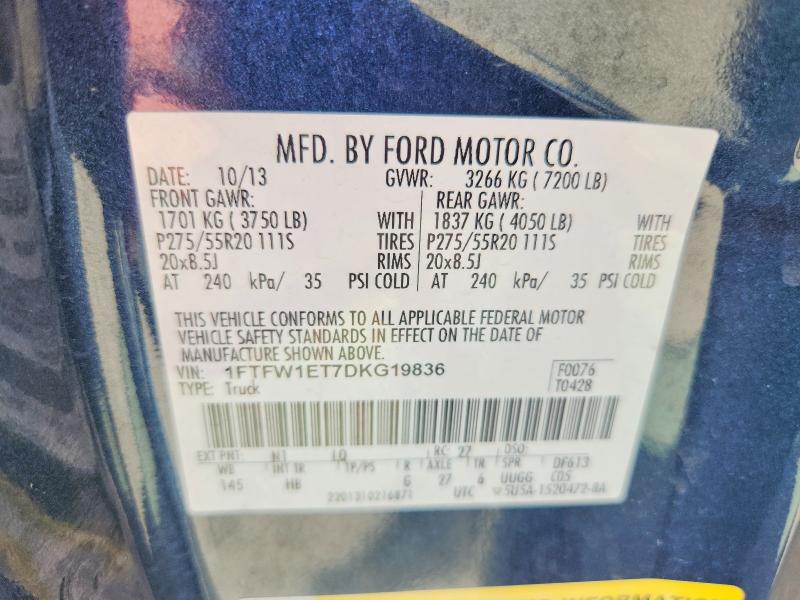 Продаж на аукціоні авто 2013 Ford F150, vin: 1FTFW1ET7DKG19836, номер лоту: 71180726