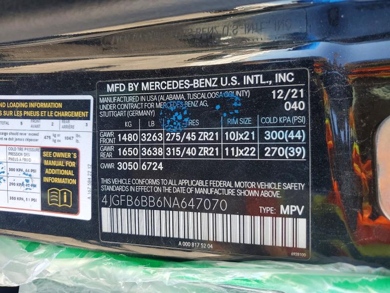 Продажа на аукционе авто 2022 Mercedes-benz Gle, vin: 4JGFB6BB6NA647070, номер лота: 71368666
