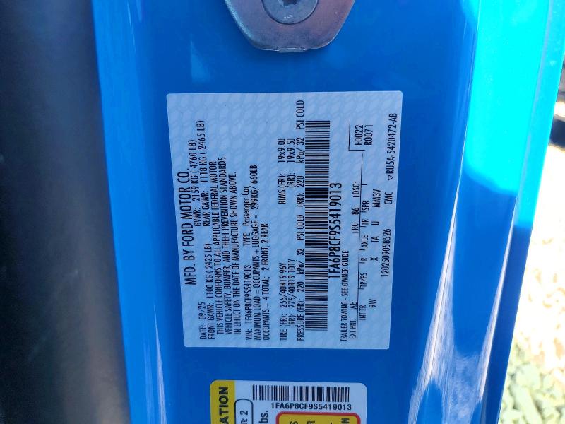 2025 Ford Mustang მანქანა იყიდება აუქციონზე, vin: 1FA6P8CF9S5419013, აუქციონის ნომერი: 71852586