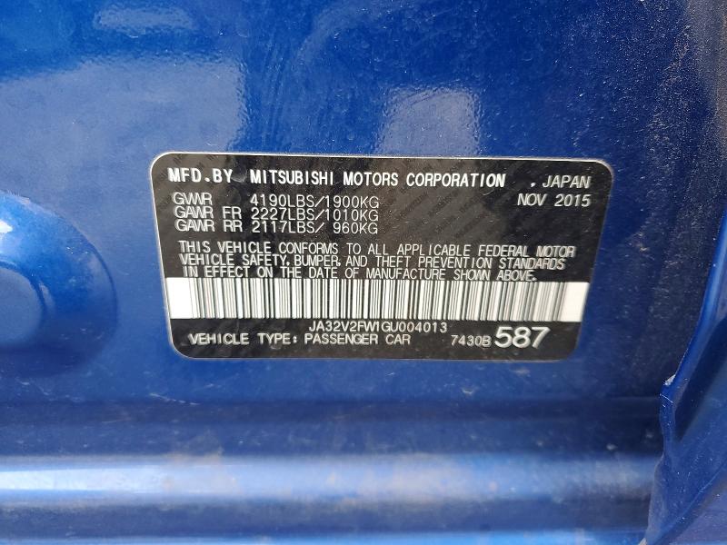 Продаж на аукціоні авто 2016 Mitsubishi Lancer, vin: JA32V2FW1GU004013, номер лоту: 71016676