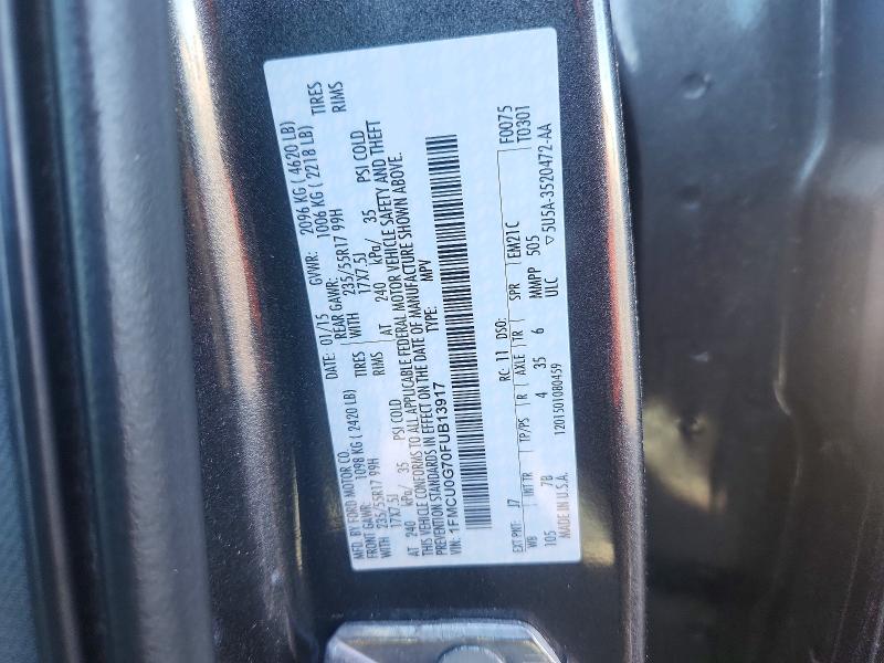 Продажа на аукционе авто 2015 Ford Escape, vin: 1FMCU0G70FUB13917, номер лота: 71890076