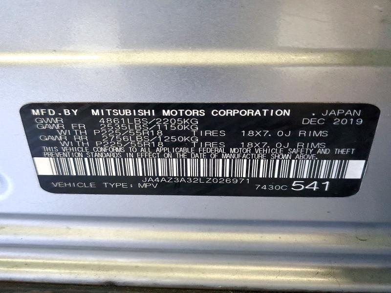 Aukcja sprzedaży 2020 Mitsubishi Outlander, vin: JA4AZ3A32LZ026971, numer aukcji: 71157566