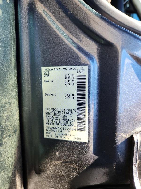 2020 Nissan Maxima მანქანა იყიდება აუქციონზე, vin: 1N4AA6DV2LC377884, აუქციონის ნომერი: 71423366