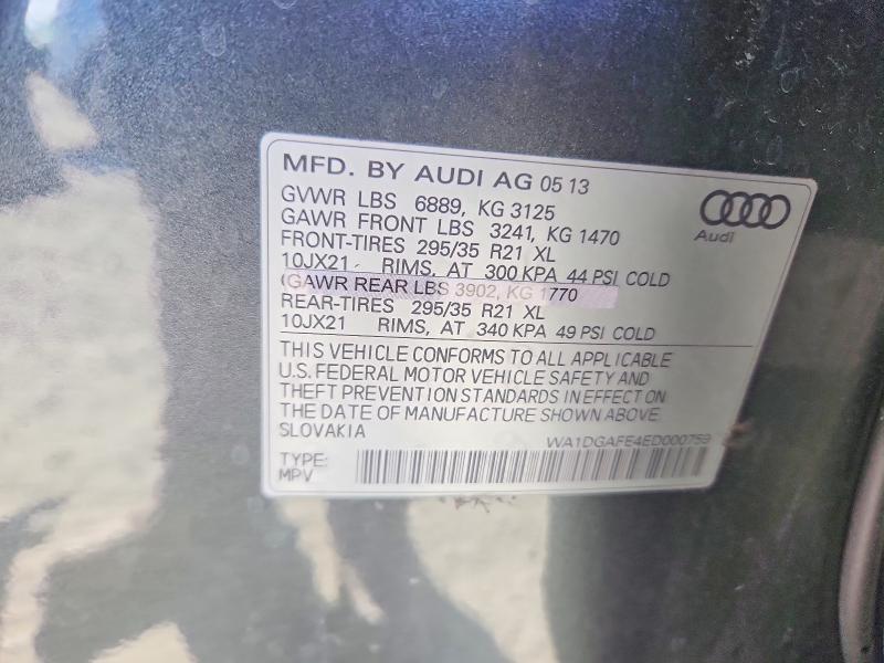 Aukcja sprzedaży 2014 Audi Q7, vin: WA1DGAFE4ED000759, numer aukcji: 70749416