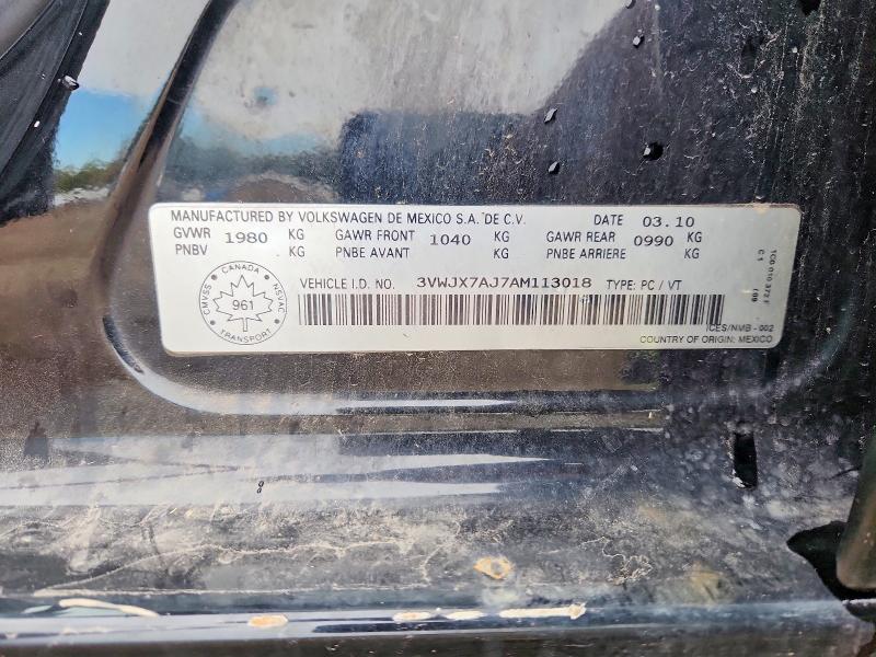 Продажа на аукционе авто 2010 Volkswagen Jetta, vin: 3VWJX7AJ7AM113018, номер лота: 68268836
