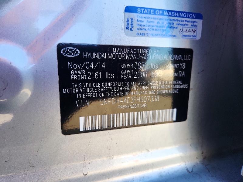 Aukcja sprzedaży 2015 Hyundai Elantra, vin: 5NPDH4AE3FH607338, numer aukcji: 72426866