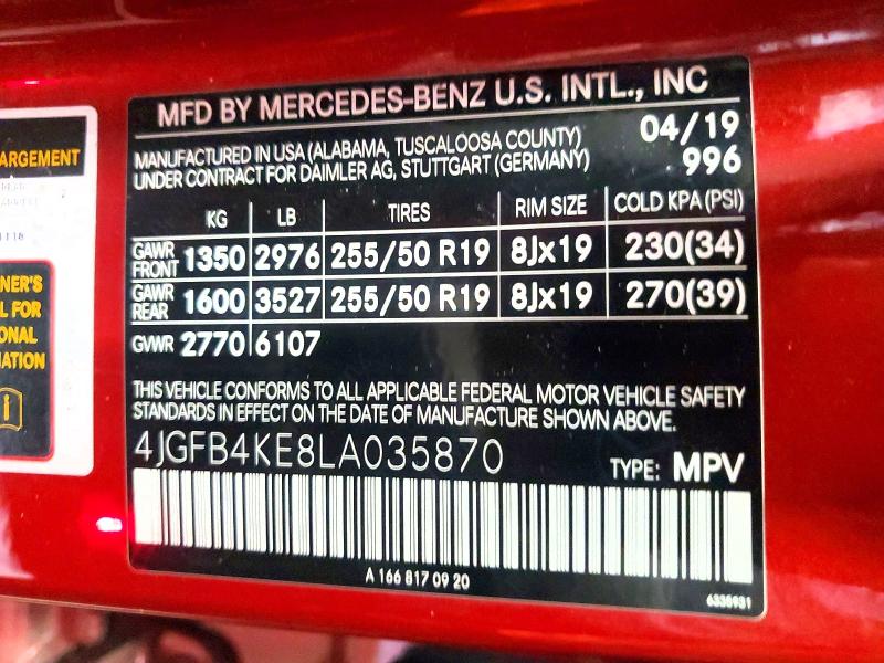 Продаж на аукціоні авто 2020 Mercedes-benz Gle, vin: 4JGFB4KE8LA035870, номер лоту: 71547756