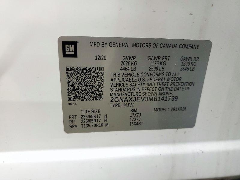 71713256 :رقم المزاد ، 2GNAXJEV3M6141739 vin ، 2021 Chevrolet Equinox مزاد بيع