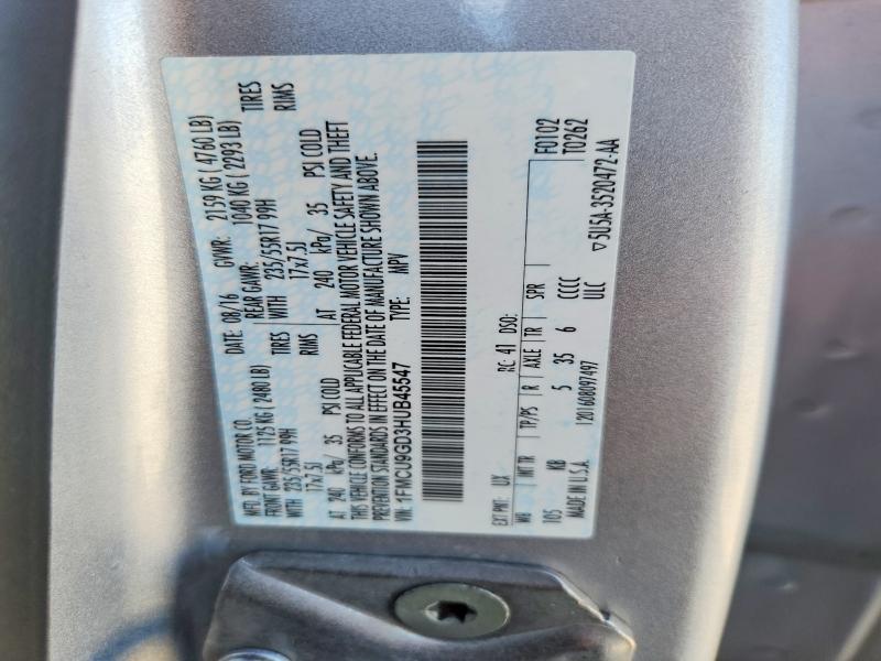 71843696 :رقم المزاد ، 1FMCU9GD3HUB45547 vin ، 2017 Ford Escape مزاد بيع