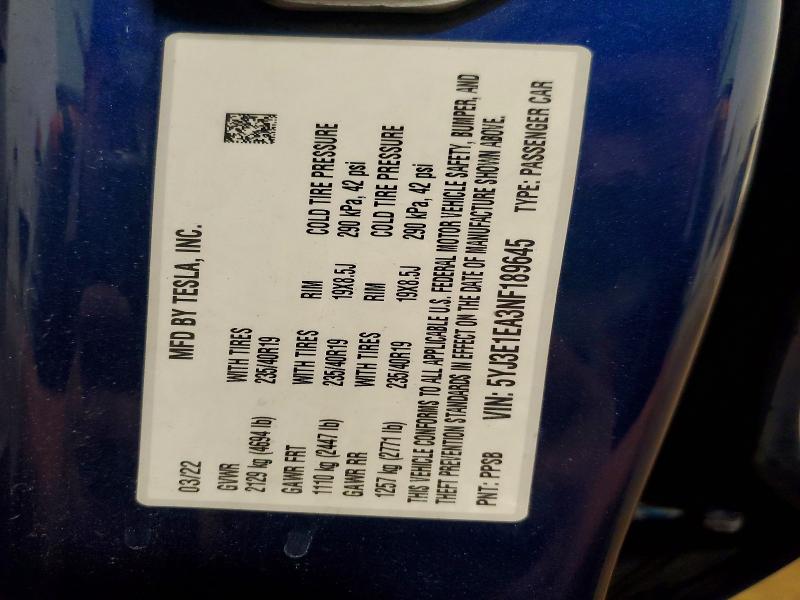 Продажа на аукционе авто 2022 Tesla Model 3, vin: 5YJ3E1EA3NF189645, номер лота: 72328376