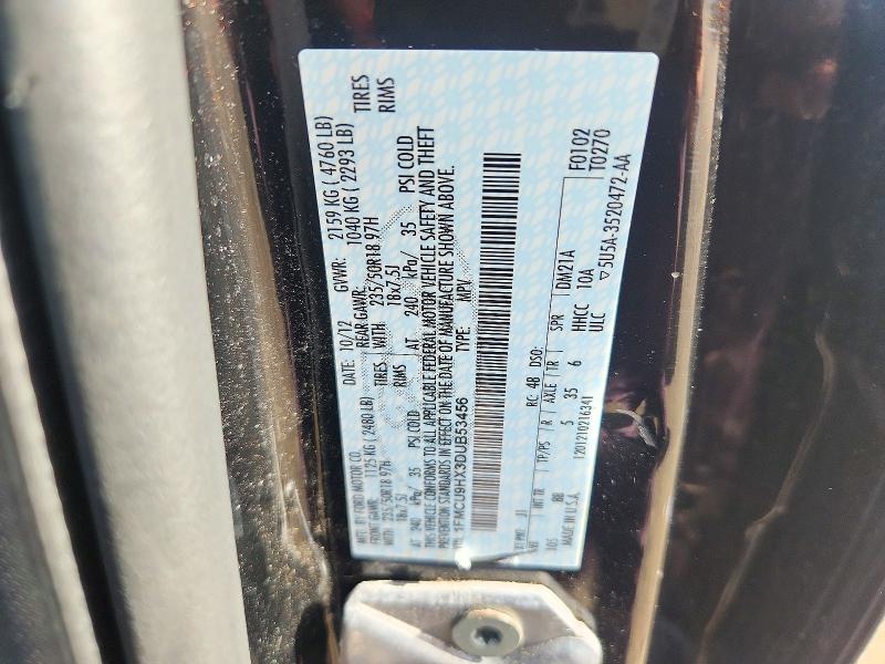 2013 Ford Escape მანქანა იყიდება აუქციონზე, vin: 1FMCU9HX3DUB53456, აუქციონის ნომერი: 71001156