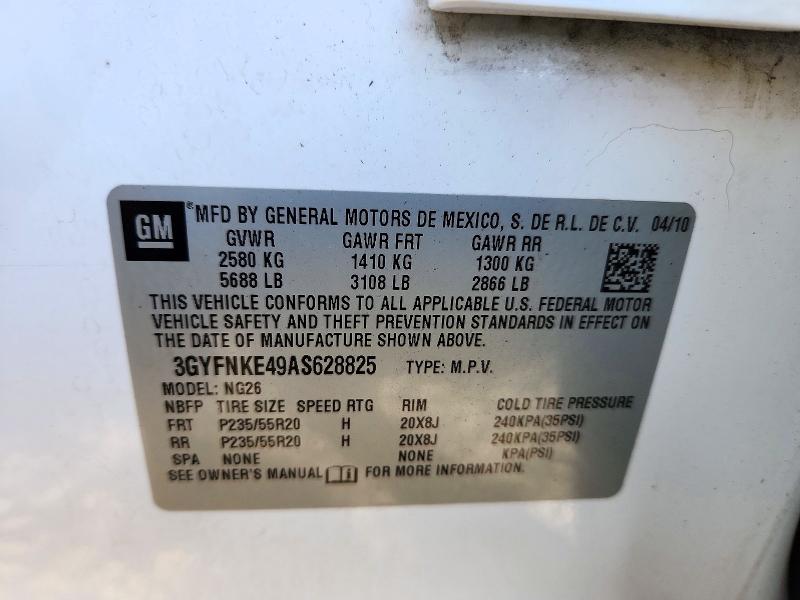 2010 Cadillac Srx მანქანა იყიდება აუქციონზე, vin: 3GYFNKE49AS628825, აუქციონის ნომერი: 73130686