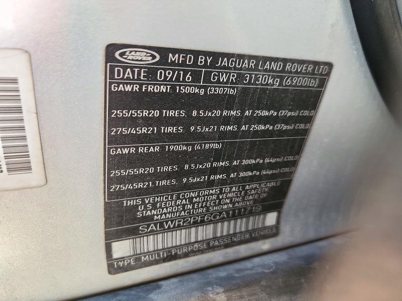 Продаж на аукціоні авто 2016 Land Rover Range Rover Sport, vin: SALWR2PF6GA111719, номер лоту: 71883766