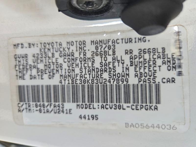 70566476 :رقم المزاد ، 4T1BE30K83U247899 vin ، 2003 Toyota Camry مزاد بيع