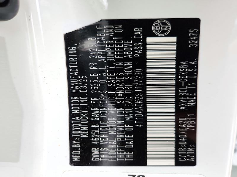 2025 Toyota Camry მანქანა იყიდება აუქციონზე, vin: 4T1DAACK2SU127230, აუქციონის ნომერი: 71995146