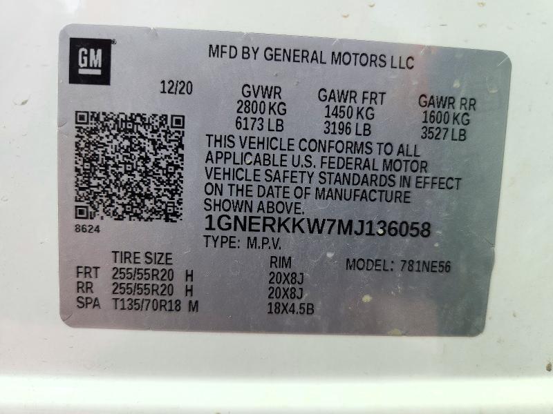 2021 Chevrolet Traverse მანქანა იყიდება აუქციონზე, vin: 1GNERKKW7MJ136058, აუქციონის ნომერი: 71317346