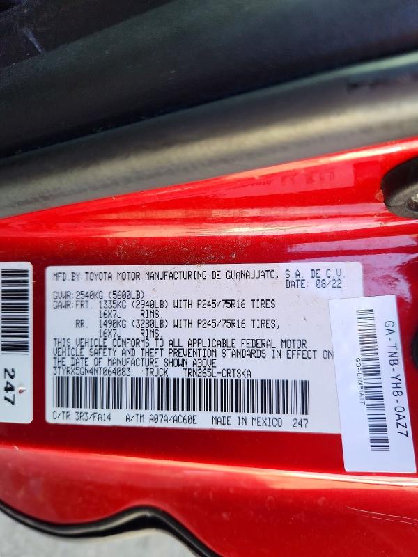 2022 Toyota Tacoma მანქანა იყიდება აუქციონზე, vin: 3TYRX5GN4NT064083, აუქციონის ნომერი: 71278606