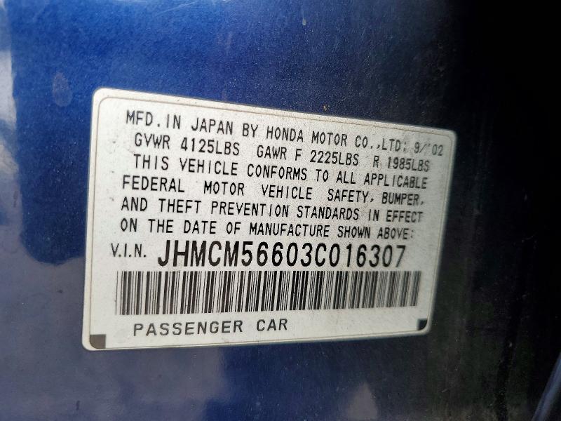Продаж на аукціоні авто 2003 Honda Accord, vin: JHMCM56603C016307, номер лоту: 72623476