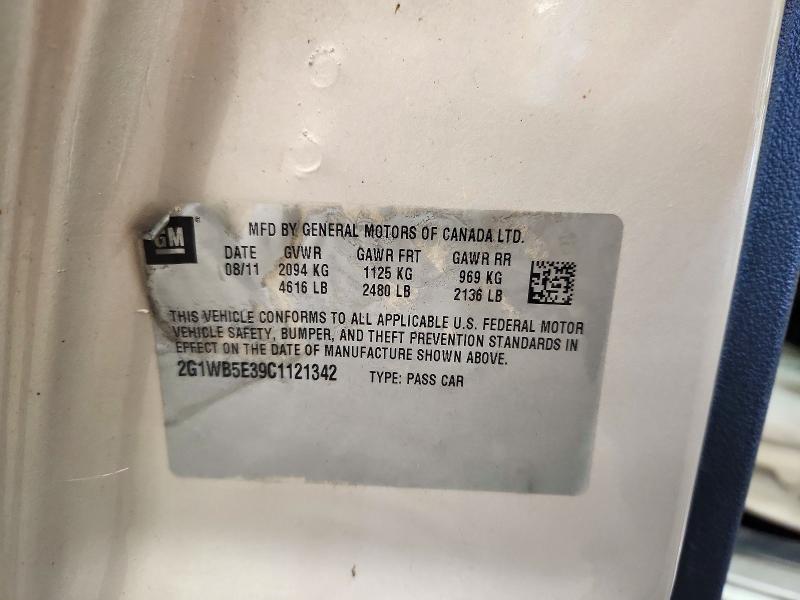 2012 Chevrolet Impala მანქანა იყიდება აუქციონზე, vin: 2G1WB5E39C1121342, აუქციონის ნომერი: 72547776