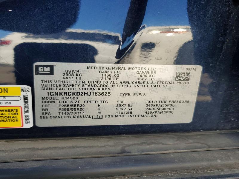 2017 Chevrolet Traverse მანქანა იყიდება აუქციონზე, vin: 1GNKRGKD2HJ163625, აუქციონის ნომერი: 71848936