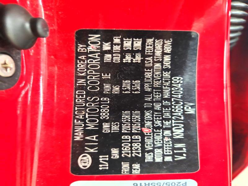 65483496 :رقم المزاد ، KNDJT2A66C7403499 vin ، 2012 Kia Soul مزاد بيع
