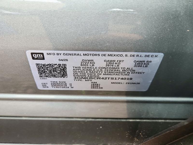 72771916 :رقم المزاد ، 3GNKBCR42TS174019 vin ، 2026 Chevrolet Blazer مزاد بيع