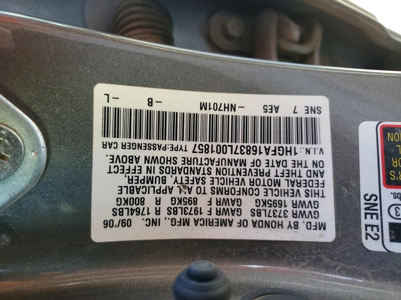 Продажа на аукционе авто 2007 Honda Civic, vin: 1HGFA16837L001857, номер лота: 70397816