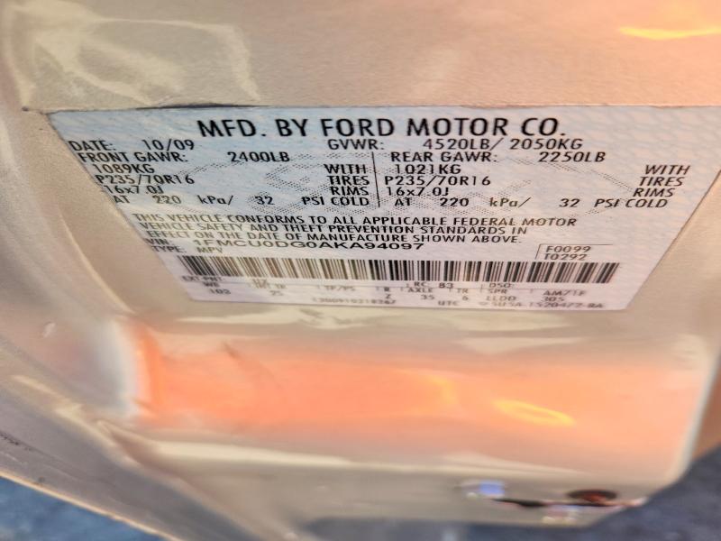 Продажа на аукционе авто 2010 Ford Escape, vin: 1FMCU0DG0AKA94097, номер лота: 71679896
