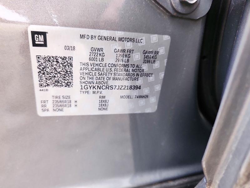 2018 Cadillac Xt5 მანქანა იყიდება აუქციონზე, vin: 1GYKNCRS7JZ218394, აუქციონის ნომერი: 72048376