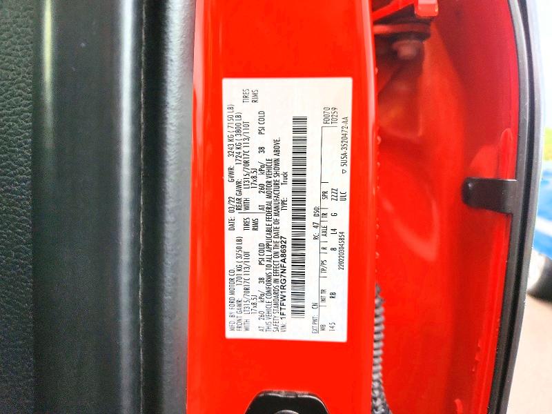 Продажа на аукционе авто 2022 Ford F150, vin: 1FTFW1RG7NFA86927, номер лота: 71616996