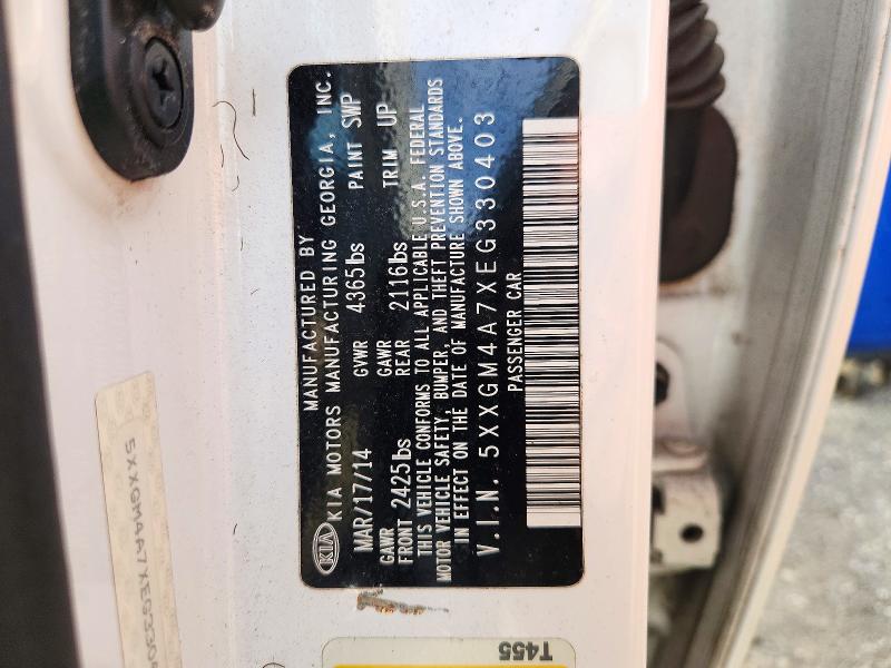 72002326 :رقم المزاد ، 5XXGM4A7XEG330403 vin ، 2014 Kia Optima مزاد بيع