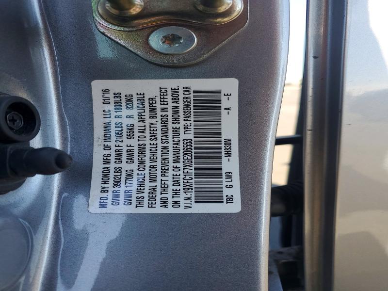 Aukcja sprzedaży 2016 Honda Civic, vin: 19XFC1F7XGE206553, numer aukcji: 71789046