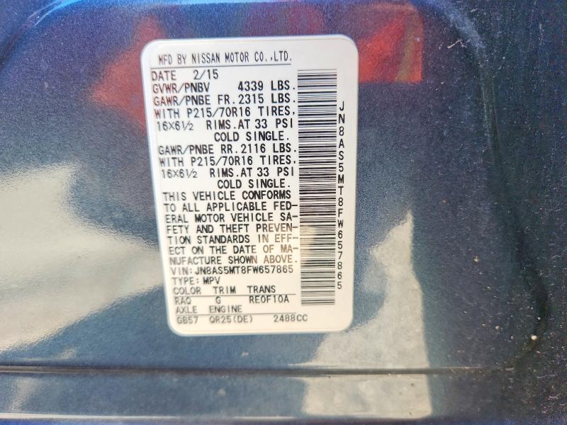 Продаж на аукціоні авто 2015 Nissan Rogue Select, vin: JN8AS5MT8FW657865, номер лоту: 71764816